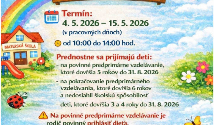 Fotka - Základná škola S. Tomášika s Mš v Lubeníku pozýva deti na zápis do materskej školy. 